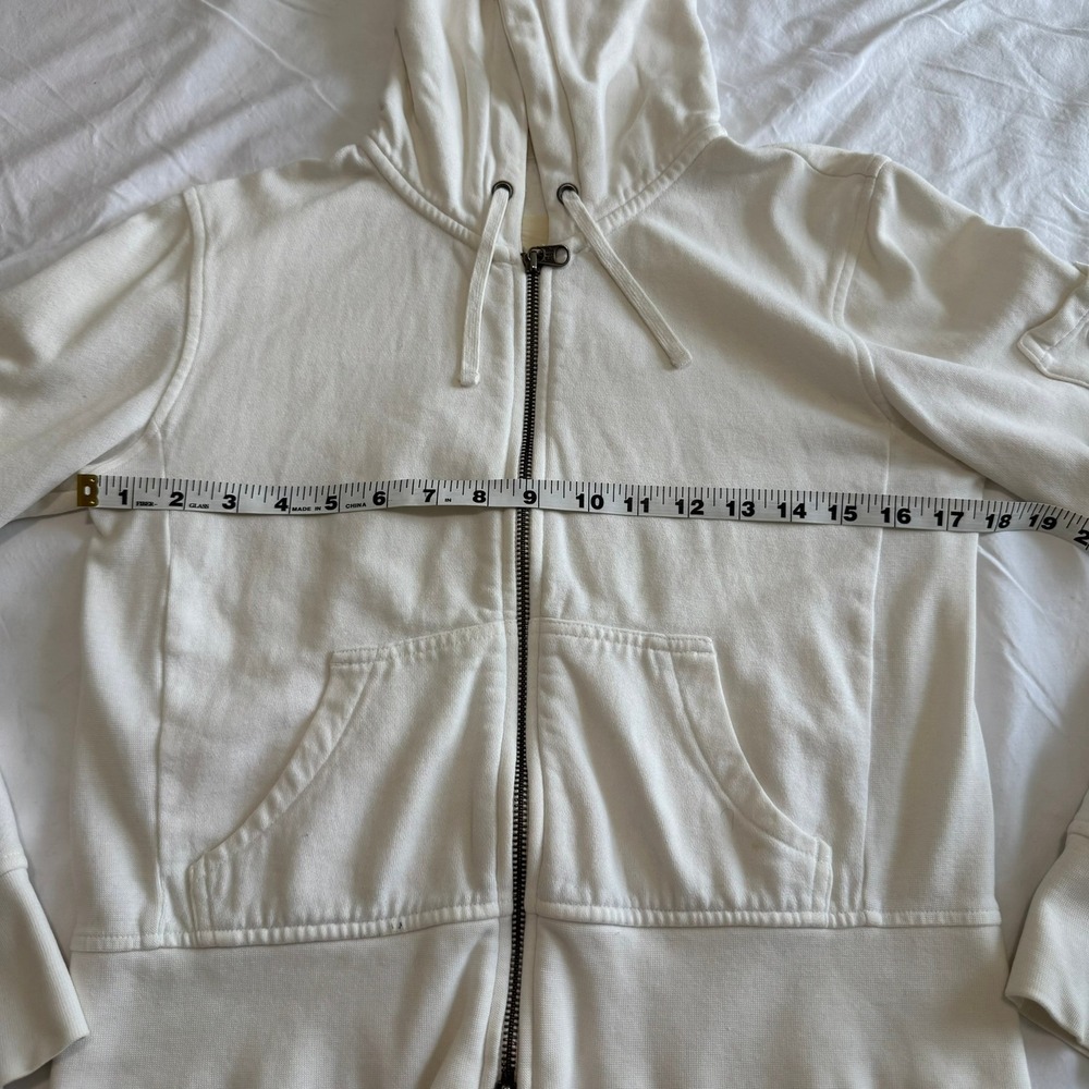 Gap Vintage Y2K Off White Full Zip Hoodie Womens Cream Sweatshirt Sleeve Pocket - Picture 4 of 11